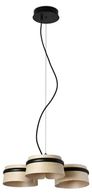 Zdjęcie produktu dla Lampa wisząca LOOP LED 18W 2700K stal czarny mat, drewno jesion H:129cm Ø52cm