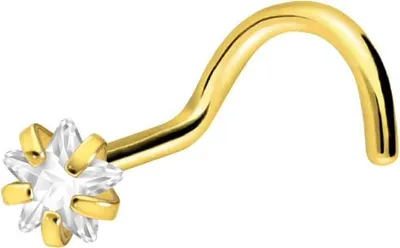 Produktbild von Nasenpiercing, Nasenstecker Titan Nasenstecker Spirale EINGEFASSTER KRISTALLSTERN