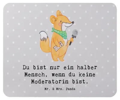 Produktbild von Mr. & Mrs. Panda Mousepad Moderatorin Herz - Grau Pastell - Geschenk, pc mauspad, Mouse Pad, computer, mousematte