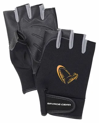 Produktbild von Savage Gear Neoprene Half Finger Gloves Black - Angelhandschuhe, Größe:M