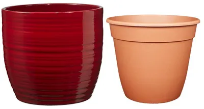 Produktbild von MePla - Set - Übertopf Bergamo ø13 + Pflanztopf ø12 - Bordeaux