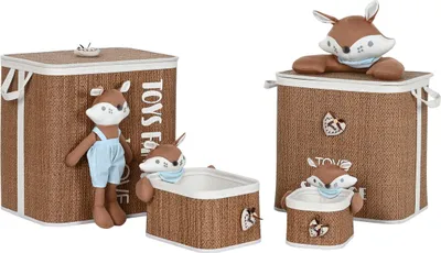 Produktbild von Korb für schmutzige Wäsche Home ESPRIT Blau Braun natürlich Für Kinder 44 x 44 x 45 cm 4 Stücke