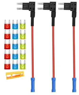 Zdjęcie produktu dla Uchwyt bezpiecznika samochodowego 12V 24V z przewodem zestaw 3 szt