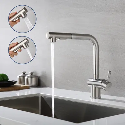 Produktbild von Lonheo Hochdruck Küchenarmatur Ausziehbare Mischbatterie 360°schwenkbare Armatur Einhebelmischer Spültischwasserhahn Edelstahl Gebürstet