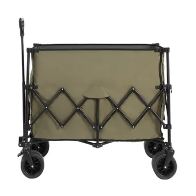 Produktbild von AIORBER Bollerwagen,300L,faltbar, mit großen Rädern, max. Belastung 220 lbs, Gerätewagen, mit Getränkehalter,für Camping, Strand,109x53x83cm,Armeegrün