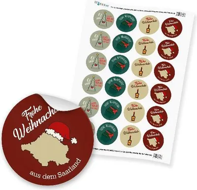 Produktbild von 24 x itenga Sticker „Frohe Weihnachten Saarländisch“ (Motiv 53)