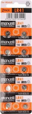 Image de 1 pile : alcaline LR41, R736, pile bouton 1,5V. Quantité de piles : 10. LR41 MAXELL B10