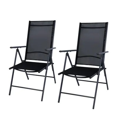 Produktbild von CCLIFE 2 Stk. Gartenstühle Hochlehner Balkonstühle klappbar 7-fach verstellbar bis 150 kg Dunkelgrau