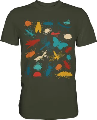 Produktbild von Bunte Insekten Käfer T-Shirt – Urban Khaki / M