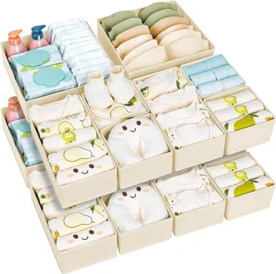 Produktbild von Schubladen Organizer Kleiderschrank - Faltbare Unterwäsche 15er Set Beige
