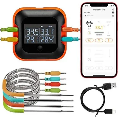 Produktbild von Fleischthermometer Bluetooth - Fleischthermometer für den Backofen - Fleischthermometer mit App
