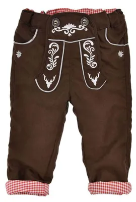 Produktbild von Bondi Baby-Trachten Laufhose gefüttert in Lederhose-Look Braun Trachtenmode für