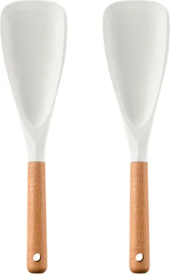 Produktbild von Silikon-Kochlöffel für antihaftbeschichtetes Kochgeschirr, BPA-freier Holzgriff, hitzebeständiger Rührlöffel zum Mischen und Schaben