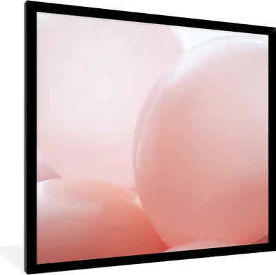 Produktbild von MuchoWow® Gerahmtes Poster Ballon - Rosa - Pastell 40x40 cm - Poster mit Schwarzem Bilderrahmen Wandposter Rahmen Foto Bilder - Mit Rahmen - Wanddekoration Schlafzimmer