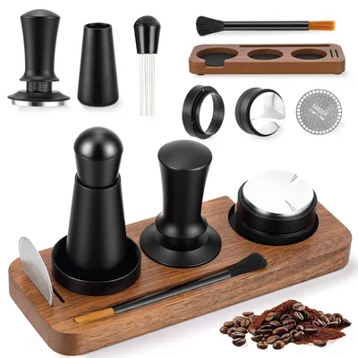 Productafbeelding van Omgoods - 7-in-1 Espresso Tamper Set met Tamperstation van Walnoot Hout