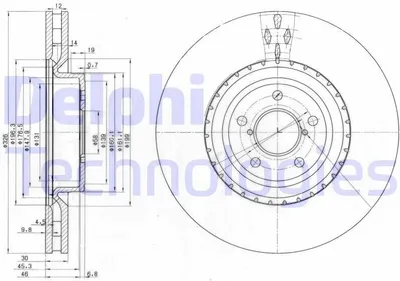 Produktbild von 2x DELPHI Bremsscheibe BG3818 für SUBARU IMPREZA Schrägheck (GR GH G3) 53mm