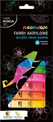 Obrázek produktu pro Akrylové neonové barvy 12 barev 12 ml Kidea