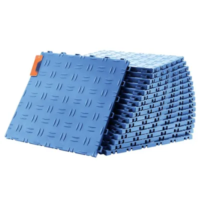 Image de Carreaux pour sol de garage, 305 x 305 x 13,4 mm, set de 25 pièces sol industriel, structure double face antidérapante, pour garages, caves, ateliers de réparation - Bleu