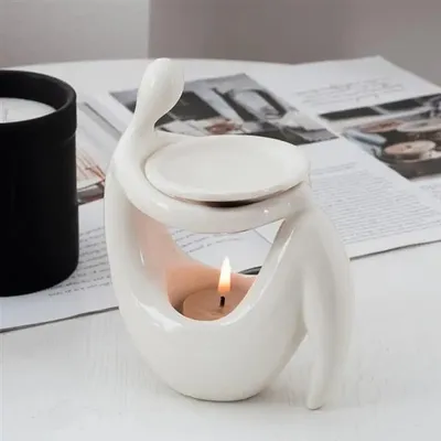 Produktbild von Keramik Teekannen-Kerzenhalter – Duftkerzenhalter & Dekor – Vintage Teelichthalter für Zuhause – Aromalampe & Wohnaccessoire