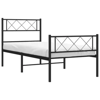 Obrázek produktu pro Postel s čelem a nohou kovová černá 100x190 cm