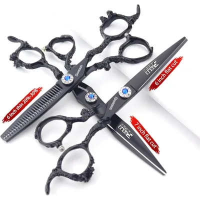 Immagine prodotto di Forbici da parrucchiere in acciaio inossidabile, 6/7 pollici, set da 2, colore nero