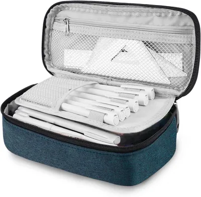 Zdjęcie produktu dla Etui na przybory szkolne z 4 przegródkami, duże, mieszczące do 50 długopisów, z uchwytem, idealne do szkoły i biura
