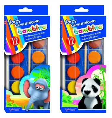 Immagine prodotto di Farby Akwarelowe Bambino 12 kolorów w Dużych Pastylkach