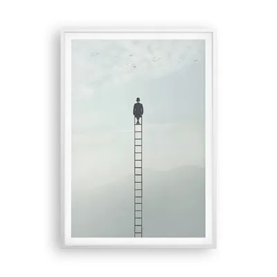 Produktbild von Gerahmtes Poster - Weißer Rahmen - Leiter Himmel Symbol - 70x100 cm - Wand Bild - Wanddeko - Wandbilder - Kunstposter - Wandposter - Bilderrahmen - Bilder - Kunstdruck - P2WPA70x100-4463