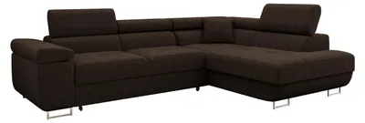 Produktbild von MIRJAN24 Ecksofa Torezio Cord, Stilvoll Eckcouch mit Bettkasten und Schlaffunktion, Einstellbare Kopfstützen, 274x203x70-90 cm (Farbe: Poso 06, Seite: Rechts)