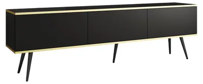 Produktbild von TV-Schrank, Moderner mit Push-to-Open-Türen, stehend, schwarze Laminatplatte