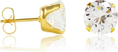 Produktbild von Studex Sensitive Chirurgenstahl Ohrstecker vergoldet mit rundem Zirkonia 8mm