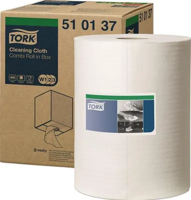 Produktbild von Tork - Reinigungstuch mit Herbr. 400vel White 510137 | Rollen Sie ein 400 Blatt