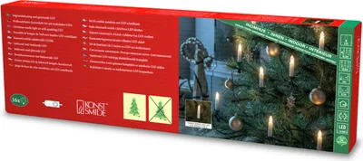 Produktbild von Konstsmide Weihnachstdekoration, LED Baumkette mit 16 funkelnden Topbirnen, bernsteinfarbene Dioden, One String- grünes Kabel, für den Innenbereich