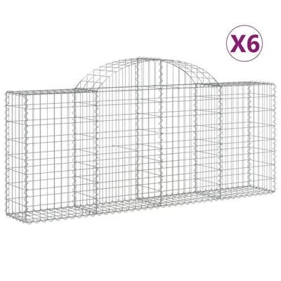Produktbild von vidaXL Gabionen mit Hochbogen 6 Stk. 200x30x80/100 cm Verzinktes Eisen