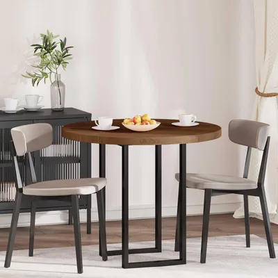 Obrázek produktu pro Maison Exclusive – Deska stolu, průměr 90 cm, tloušťka 4 cm, kulatý tvar, masivní dřevo, dub, tmavě hnědá barva