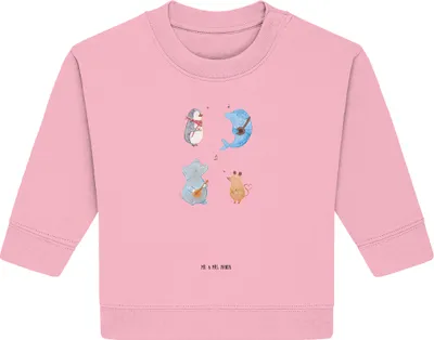 Produktbild von Mr. & Mrs. Panda Organic Baby Pullover Big Band 6. - 12. Monat - Baumwolle Pink - Geschenk, Elefant, Maus, Hund, Bullover, Gitarre, Delfin, Pinguin, Lustige Sprüche