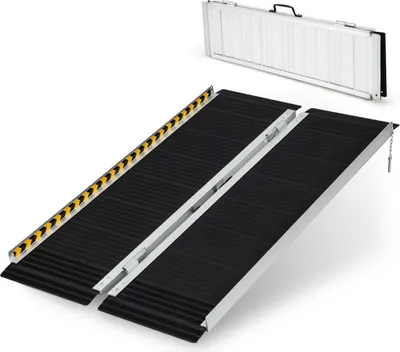 Immagine prodotto di Rampa per sedia a rotelle 122 x 74 cm, rampa pieghevole portatile e antiscivolo, portata fino a 272 kg, alluminio