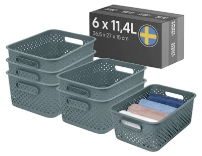 Aufbewahrungsbox mit Griffen 6x 11,4 L Grau