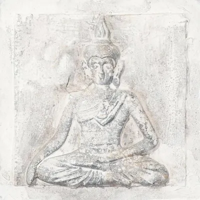 Produktbild von Fine Asianliving Ölgemälde 100% Handgemalt 3D 30x30cm Buddha
