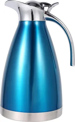 Produktbild von Edelstahl-Kaffeekanne, doppelwandig, vakuumisoliert, Thermokanne, Wärmflasche, 1,5 l, Blau