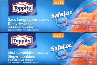 Obrázok produktu pre Vrecká Toppits Safeloc Zip do mrazničky 1L 20 kusov