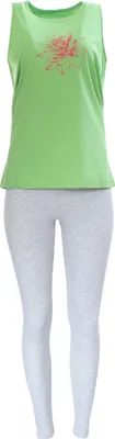 Produktbild von Era & Me Damen Pyjama Capri 2-tlg, Schlafhose + Oberteil Grün Melange L