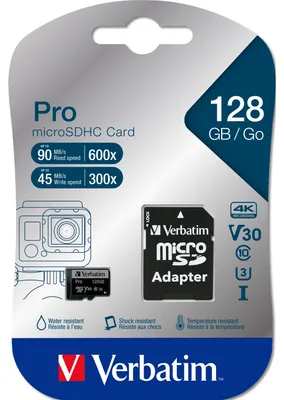 Image de Verbatim PRO - Carte mémoire flash (adaptateur SD inclus) - 64 Go - UHS Class 3 / Class10 - 300x/600x - microSDXC UHS-I