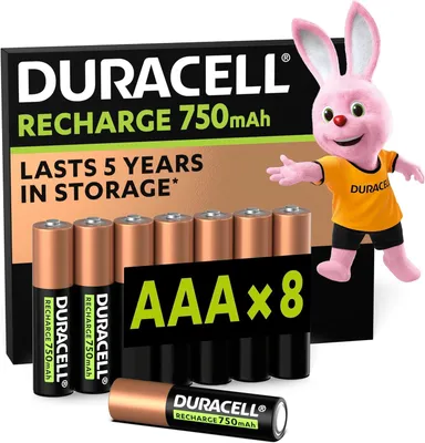 Produktbild von 8 Duracell Akku AAA 750mAh wiederaufladbare AAA Batterien im 8er Blister NEU