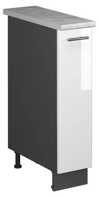 Produktbild von Apothekerschrank Vicco Fame-Line Weiß Hochglanz/Anthrazit 20 cm, AP Marmor, Model 62110