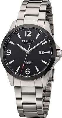 Produktbild von Regent Titan Herren Uhr Armbanduhr Quarz grau Titan-Uhren D2URF1298