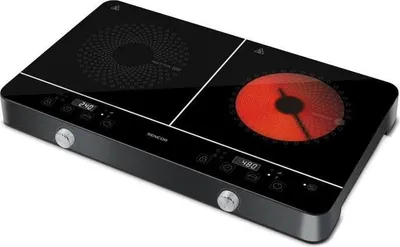 Image de Plaque de cuisson induction et radiante SENCOR SCP 4001BK, 3400 W, 2 foyers, Noir, Commandes tactiles, 10 niveaux de puissance