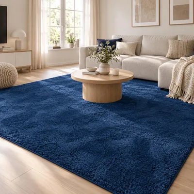 Produktbild von Hochflor Shaggy Teppich Palace Dunkelblau, Größe:300x400 cm