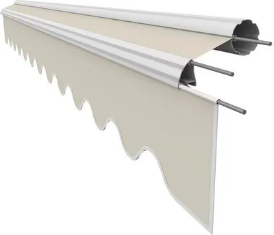 Produktbild von Leudus Markisenstoff mit Volant für 4x3m Markisen Markisenersatzstoff Markisentuch Sonnenschutz fertig genäht (3,83x3m SPD052)