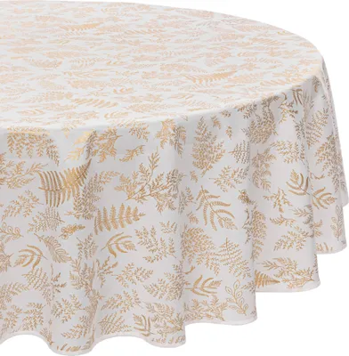 Produktbild von ATMOSPHERA | Weihnachtstischdecke - Tischtuch - rund 180 cm - weiß gold - Weihnachten - Tischdecke